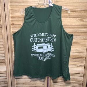 Welcome to Camp Quitcherbitchin Tank Top Racerback Green Plus Size 5XL